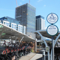image of bikes at train station