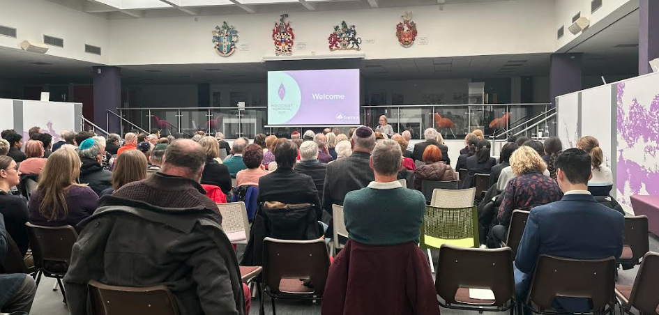 Leader of the Council, Cllr Ruth Dombey speaking at the Holocaust Memorial Day event at Sutton Library on Friday 26 January 2024