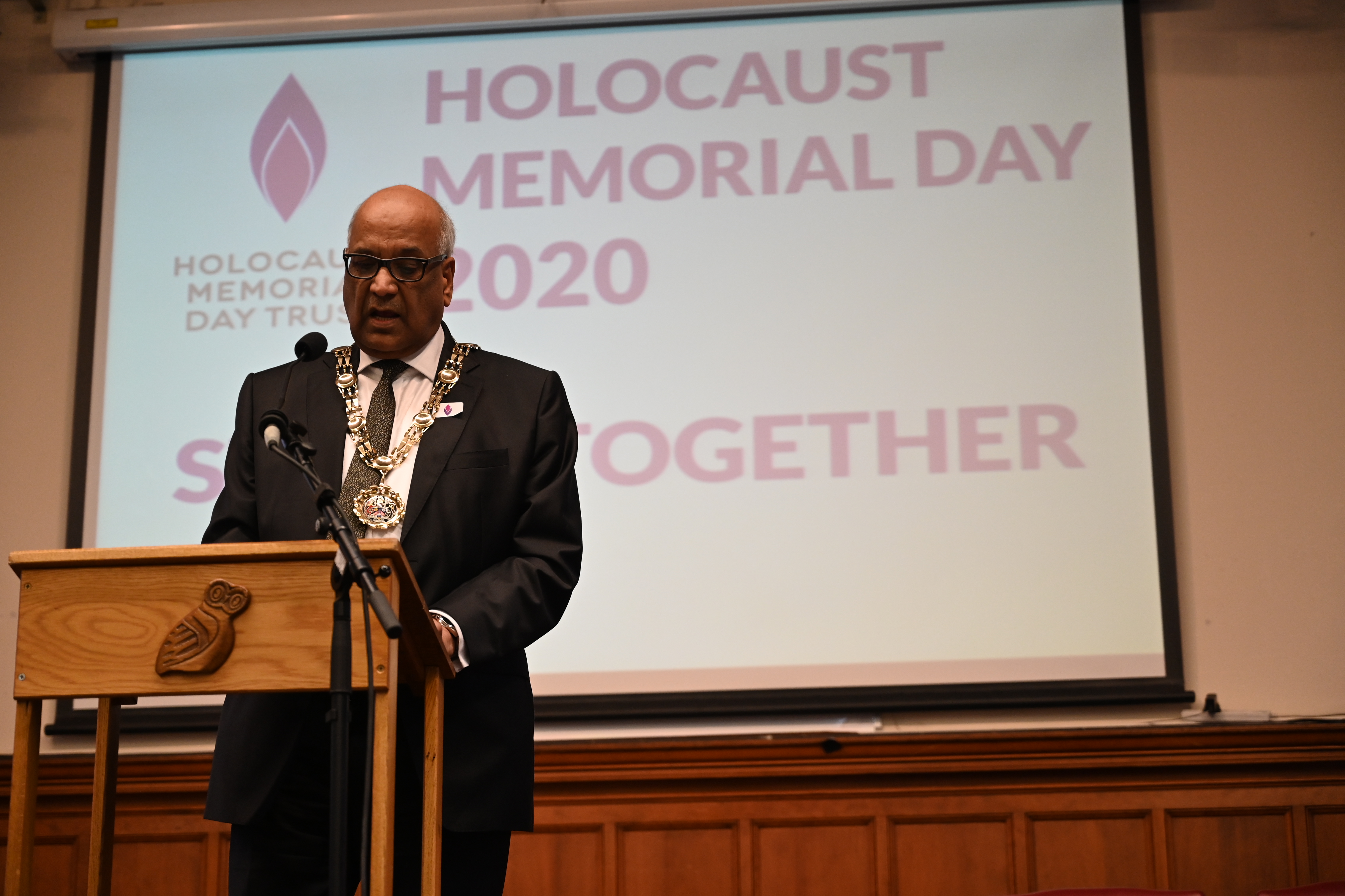 The Mayor of Sutton speaking at our Holocaust Memorial Event
