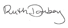 Signature from Ruth Dombey, Leader of the Council