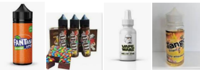 a selection of different vapes with misleading labels