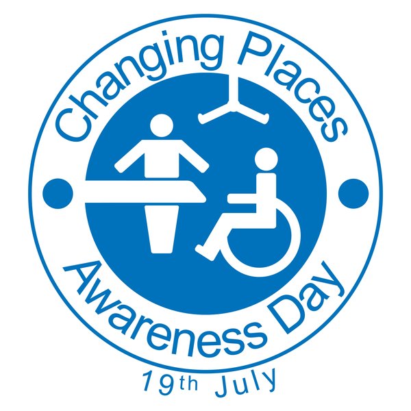 Image, in blue and white, shows the Changing Places campaign logo and says Changing Places Awareness Day 19 July