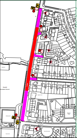 Work plans covering between Waverly Avenue and just south of Rosehill Gardens, with the other shift covering between Rosehill Gardens and Hove Gardens.